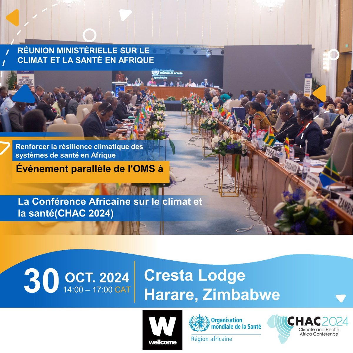 OMS Afrique (@oms_afrique) on Twitter photo .<a href="/OMS_Afrique/">OMS Afrique</a> organisera une réunion de haut niveau sur le climat et la santé lors de la #CHAC2024 à Harare ! 🌍
Les ministres de la Santé & délégués de 20 pays africains discuteront des stratégies pour intégrer les priorités de santé dans les cadres climatiques mondiaux.
Merci .<a href="/OMS_Afrique/">OMS Afrique</a> organisera une réunion de haut niveau sur le climat et la santé lors de la #CHAC2024 à Harare ! 🌍
Les ministres de la Santé & délégués de 20 pays africains discuteront des stratégies pour intégrer les priorités de santé dans les cadres climatiques mondiaux.
Merci