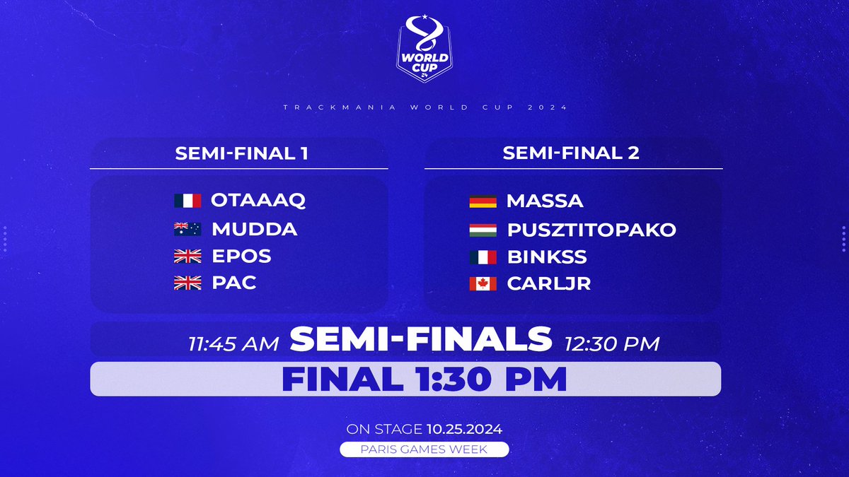 The Trackmania World Cup 2024 begins in less than an hour! 🔥