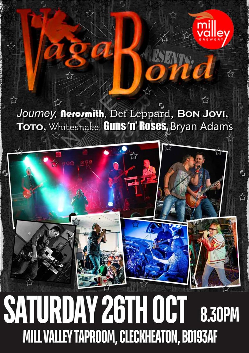 FREE ENTRY, LIVE BAND with VAGABOND from 8.30pm SATURDAY NIGHT