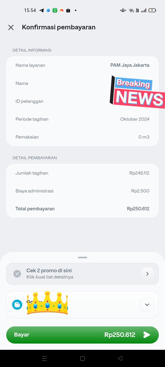 Guys , kira kira kalo tagihan air PAM udah dibayar tuh bakalan tetep muncul kaya digambar atau beda ya ? Serius tanya thankyuu