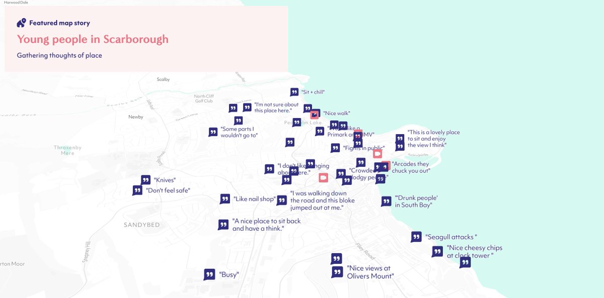 On our website we are developing a featured map story of Scarborough, incorporating young people's thoughts on place, chapters of our participatory film and more! Find it on our home page at ➡️ youthgeographies.com