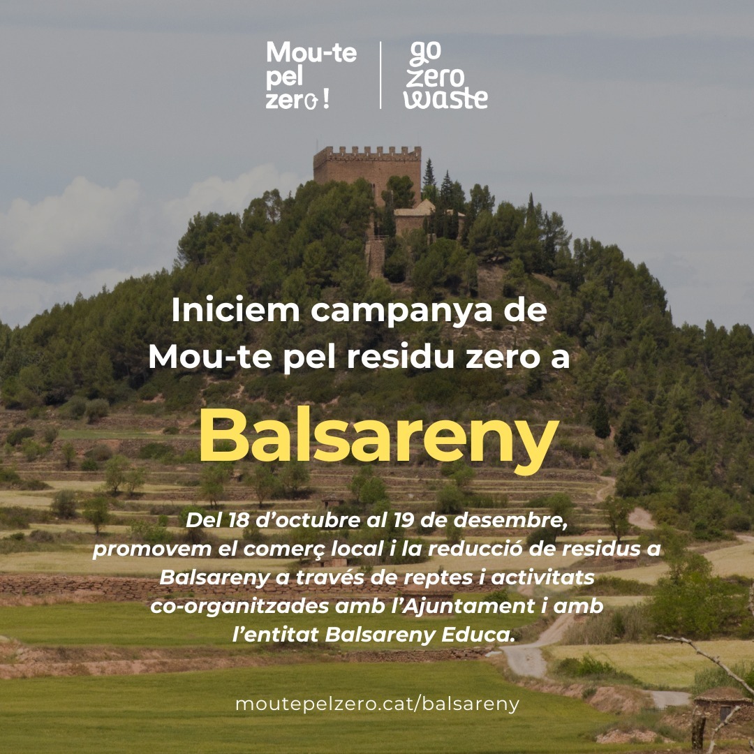 moutepelzero's tweet photo. 🚀 Comencem campanya de #moutepelzero a #Balsareny en col·laboració amb l'Ajuntament, l'entitat Balsareny Educa i el suport de la Diputació de Barcelona
🕖 Del 18 d'octubre al 19 de desembre proposem 30 reptes i 4 activitats que promouen el comerç local i la reducció de residus https://t.co/wGNYJ51dvl