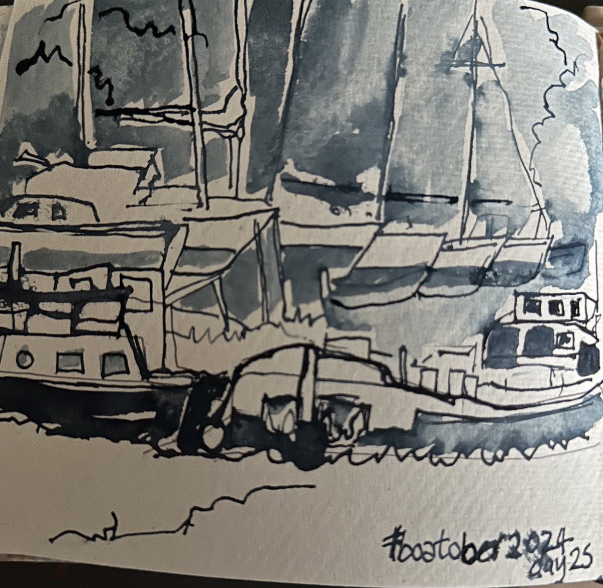 staithesartist's tweet image. #boatober2024 day 25 Bit messy with a #dippen There are some boats in here somewhere. Thanks? ⁦@DougsArtwork⁩ 🙂