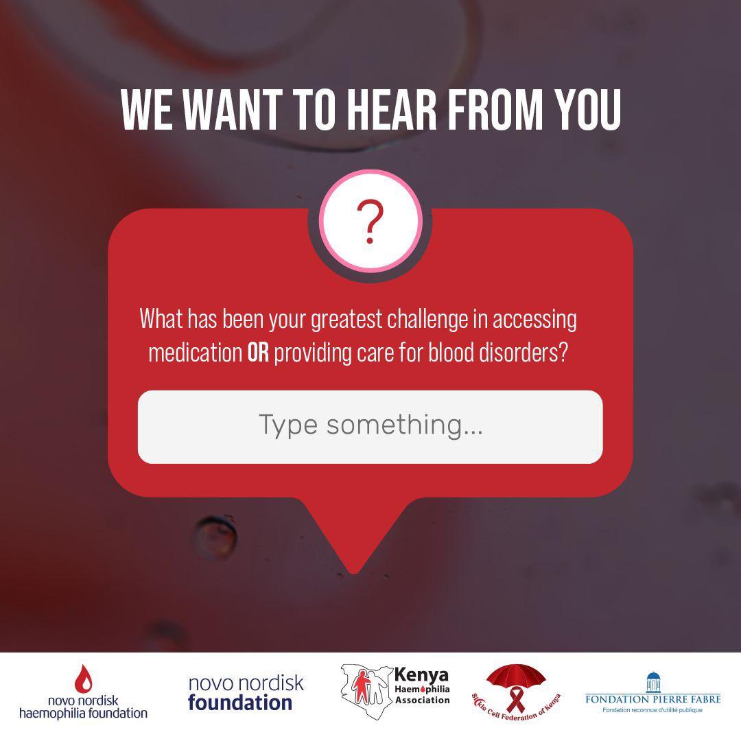 TSDA_TZ's tweet photo. We need to hear from you! What's the biggest challenge in providing care for blood disorders today? 
OR What is has been your greatest challenge in accessing medication for blood disorders? Share your thoughts using the hashtags #EABloodDisordersForum #EnhancedDiagnosisAndCare https://t.co/8oDxdljMLK