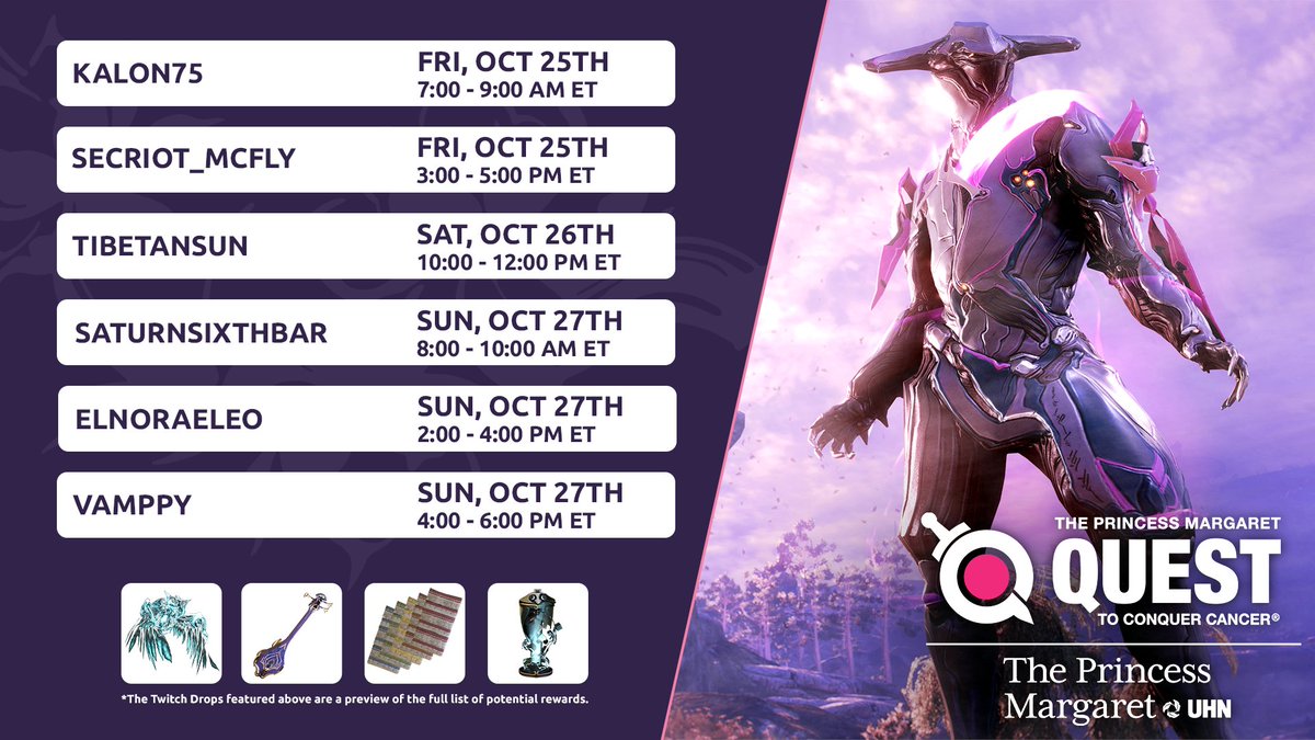 Need a little extra something-something to ease into the weekend? 

Our fabulous Warframe Creators have plenty more #QTCC streams and decorative Twitch Drops for you: wrfr.me/3XQIl0R
