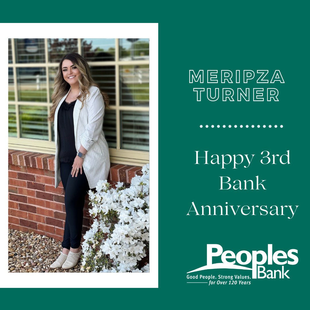 PeoplesBk's tweet photo. 🎉👏 Happy 3rd Anniversary, Meripza! 👏🎉
Your dedication, hard work, and positive attitude have made a significant impact on our team and our clients. Thank you for everything you do. Here's to many more years of success together! https://t.co/xa3iK97xNl