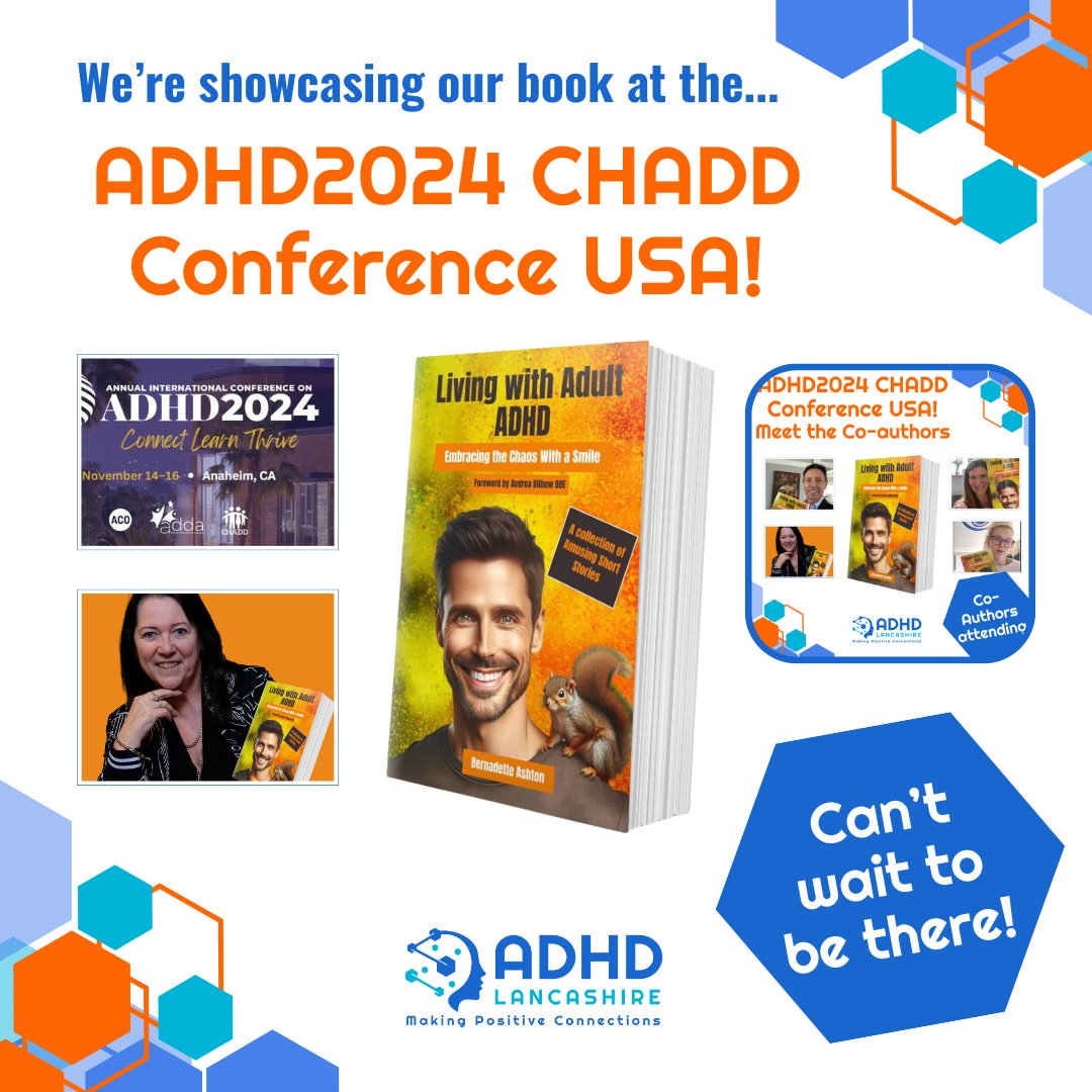 Exciting News! 🚀
I'm thrilled to announce that we’ll showcase our book, Living with Adult ADHD: Embracing the Chaos with a Smile, at the #ADHD2024 International Conference in Anaheim, USA! 

#ADHD2024 #ADHDAwareness #LivingWithAdultADHD