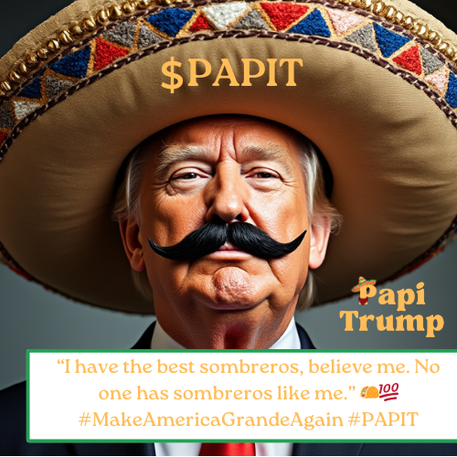 papitrump2024's tweet photo. “I have the best sombreros, believe me. No one has sombreros like me." 🌮💯 #MakeAmericaGrandeAgain #PAPIT @realDonaldTrump https://t.co/zBgDP75ldw