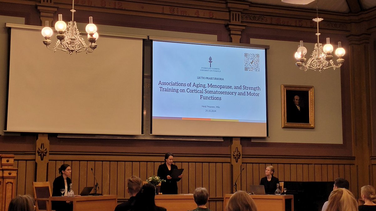 Simon Walker (@simonwalkerphd) on Twitter photo The public examination of <a href="/hmpesonen/">Heidi Pesonen</a> 's PhD thesis.
Cortical sematosensory functioningnis affected by age, menopause, and strength training.
Dr. Katja Waller acting as kustos for the first time.
@JYU_SportsMed <a href="/JYUsport_health/">JYU Faculty of Sport and Health Sciences</a> <a href="/uniofjyvaskyla/">University of Jyväskylä</a> The public examination of <a href="/hmpesonen/">Heidi Pesonen</a> 's PhD thesis.
Cortical sematosensory functioningnis affected by age, menopause, and strength training.
Dr. Katja Waller acting as kustos for the first time.
@JYU_SportsMed <a href="/JYUsport_health/">JYU Faculty of Sport and Health Sciences</a> <a href="/uniofjyvaskyla/">University of Jyväskylä</a>