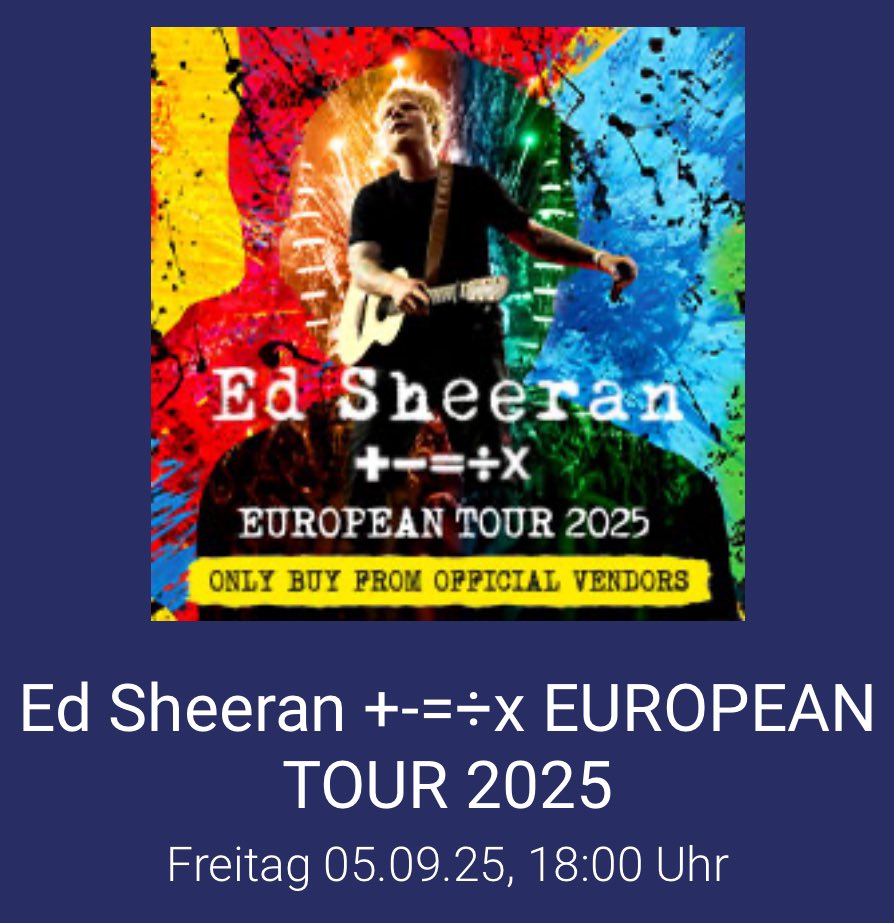 signoflovee's tweet photo. 🎫 SELLING 2x Tickets Ed Sheeran Düsseldorf 05/09/2025 🎫
Standing / Stehplatz 🎤

#EdSheeran #MathematicsTour https://t.co/7i1eb8fkBv