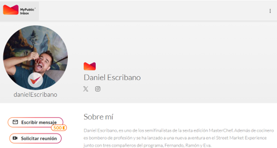 mypublicinbox's tweet photo. Damos la bienvenida en @mypublicinbox a Daniel Escribano, @DanielMChef6, bombero de profesión, fue uno de los semifinalistas de la sexta edición de #MasterChef6. Descubre más sobre él y su nuevo proyecto visitando su #perfilpublico 👉
https://t.co/ksFItw3ibK https://t.co/kP3TEYainC
