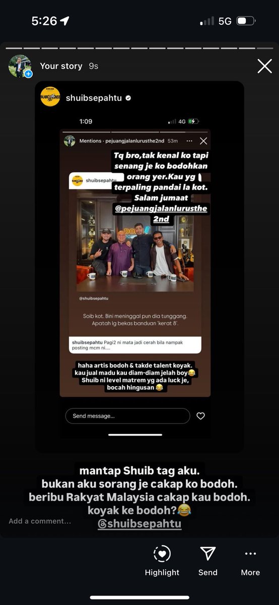 JamalThaRebel's tweet photo. Shuib tag aku dekat IG story dia. kahkah koyak barua ni, padahal beribu rakyat Malaysia maki dia bodoh😂 https://t.co/mcltcqMFvm