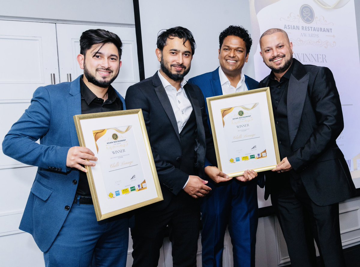 chillilounge's tweet photo. Chilli Lounge has been Awarded 
The Best Restaurant in Ulster and The Best Restaurant Manager (Raju) in Ulster last night at the Asian Restaurant Awards!
#asianireland24 https://t.co/L87NA4wZLS