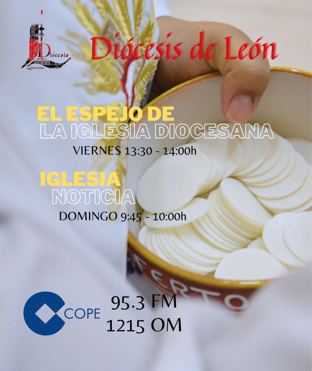IglesiaEnLeon's tweet photo. ▶ #Contenidos de 📻 #ElEspejoDeLaIglesiaDiocesana que escucharemos este #viernes (13:30 - 14:00 h) en 🎙 @COPE_LEON:
✅ Campaña #PersonasSinHogar2024, de @caritasdeleon
✅ Presentación #ProyectoRepara https://t.co/Opp3ZfJ57a