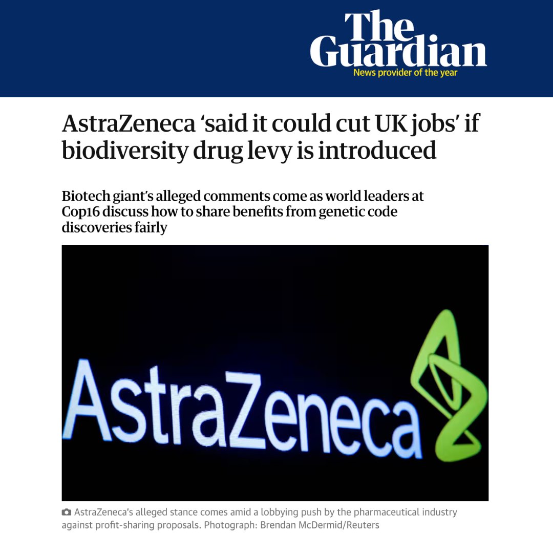 GreenpeaceUK's tweet photo. This is BIG.

Aside from the allegations of job losses threats, it's SHOCKING enough AstraZeneca is openly lobbying against a FAIR global tax on HUGE PROFITS they're making at the expense of nature-rich, money-poor countries.

Some have called this biopiracy. We call it STEALING. https://t.co/bKgQTDi7d9