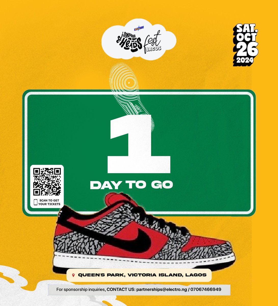 1 DAY TO ELECTRO SNEAKERHEADS FEST!!! Oct 26, Queen’s Park, Victoria Island! Cop your tickets now!!! (Link in bio) 

#sneakerheadsfest #electro #sneakerheads #electrosneakerheadsfest