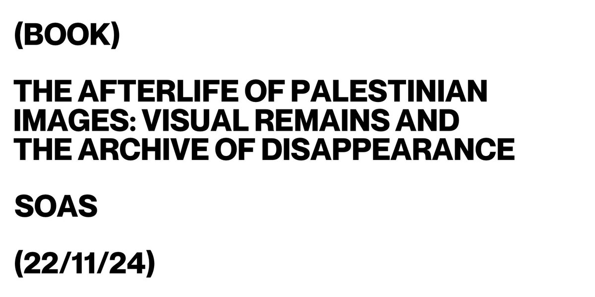 Next month, <a href="/azzaelhassan/">Azza El-Hassan</a> will join Adam Hanieh in conversation for the launch of her new book THE AFTERLIFE OF PALESTINIAN IMAGES in this event as part of <a href="/LPFFOfficial/">London Palestine Film Festival</a>.

Find out more: bit.ly/4ffH9Lo