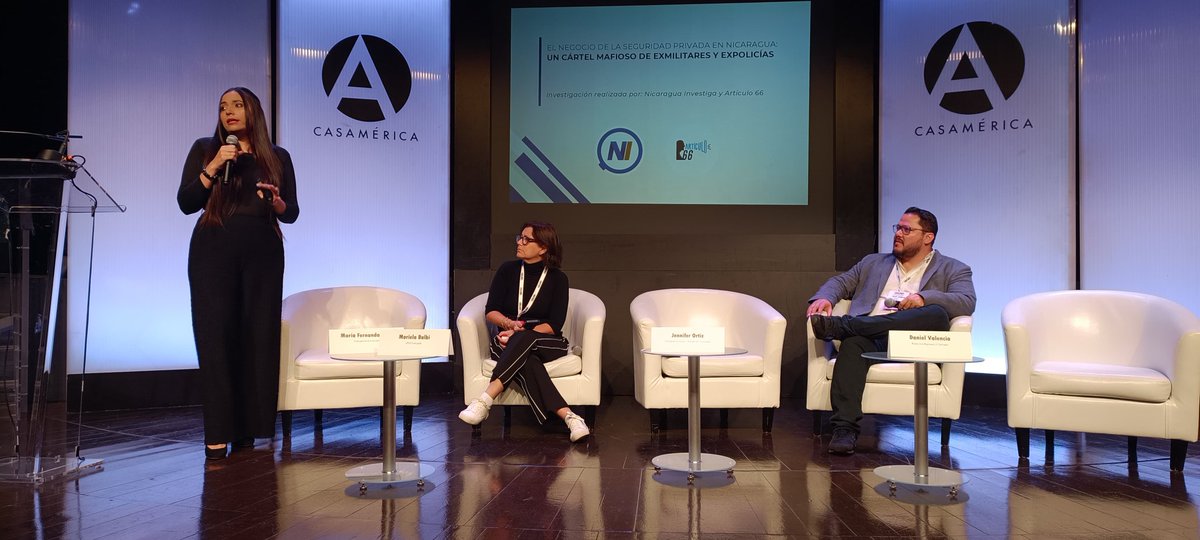 ortizperiodista's tweet photo. Presentamos una investigación de @nicaraguainvest y @Articulo66Nica en la #COLPIN2024, la investigación revela una red de testaferros integrada por exmilitares y expolicías  beneficiados con millonarios contratos del Estado bajo procesos anómalos. https://t.co/VIH1BwhzZ9
