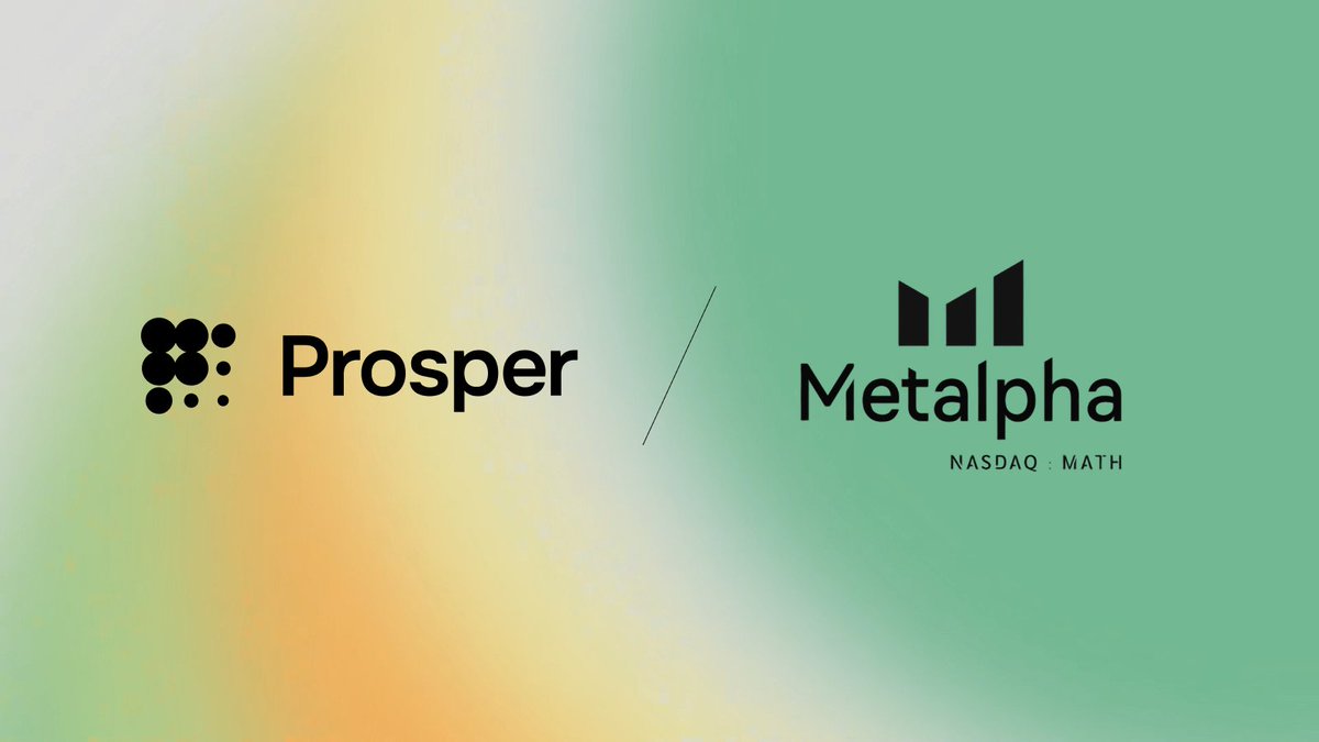 Prosper x Metalpha

Prosper is pleased to announce that <a href="/MetalphaPro/">Metalpha</a> has made an investment in its native token $PROS to support the project's new strategic focus to bridge institutional-grade Bitcoin mining power on-chain and to provide full exposure to the broader Bitcoin