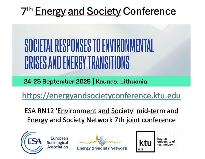 ESA_RN12's tweet photo. Our 7th midterm conference will take place in Kaunas, Lithuania, from 24 to 25 September 2025.
Submissions by 20 January 2025.
Find out more at https://t.co/fzwgibvyKd
@ESA_Sociology 
#environmentalsociology #energyandsociety https://t.co/SrSt2PBw66