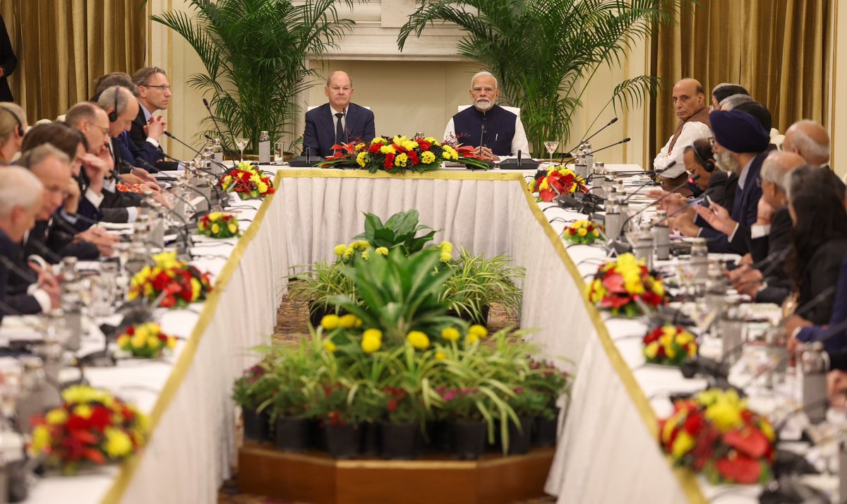 All India Radio News (@airnewsalerts) on Twitter photo PM <a href="/narendramodi/">Narendra Modi</a> and @Bundeskanzler Olaf Scholz of Germany attended the CEOs Forum at Hyderabad House. Their valuable guidance on 🇮🇳-🇩🇪 B2B engagements is critical to scaling up the partnership.
#India’s growth story and #Germany’s technology and business complement each PM <a href="/narendramodi/">Narendra Modi</a> and @Bundeskanzler Olaf Scholz of Germany attended the CEOs Forum at Hyderabad House. Their valuable guidance on 🇮🇳-🇩🇪 B2B engagements is critical to scaling up the partnership.
#India’s growth story and #Germany’s technology and business complement each
