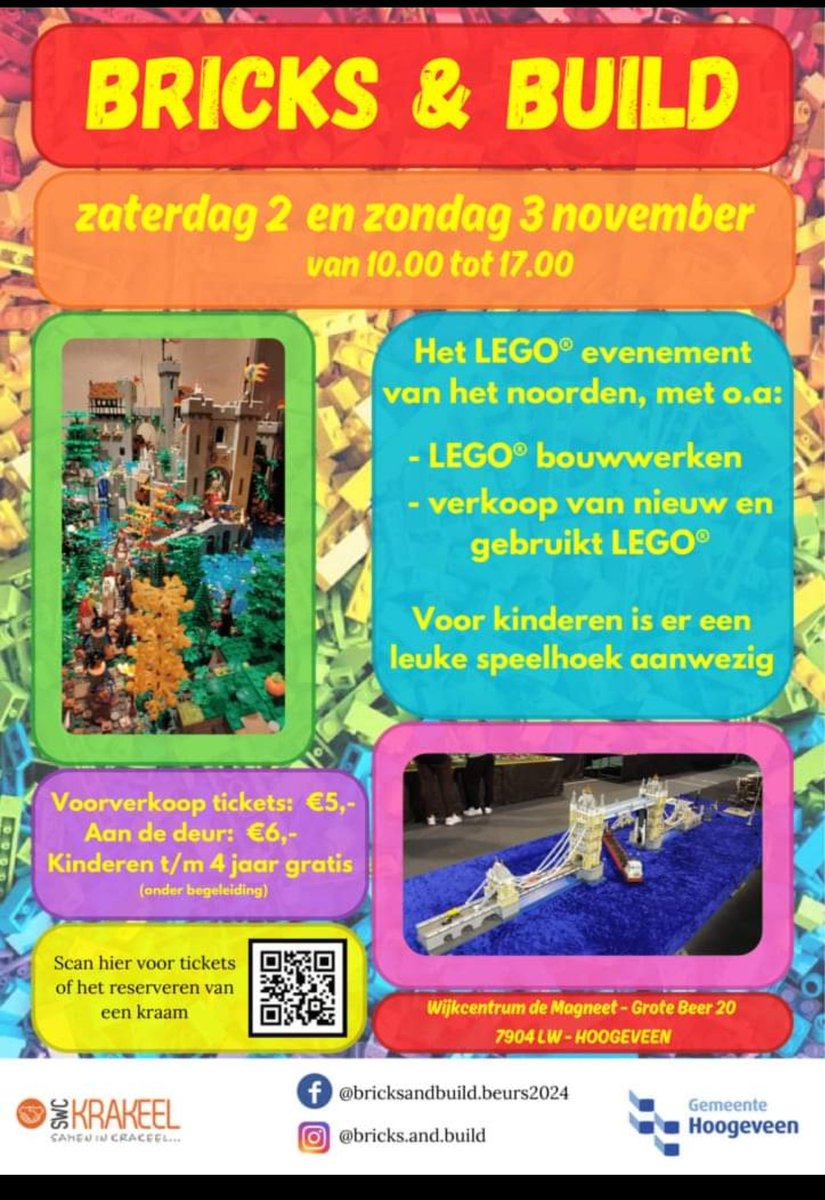 Naast <a href="/wozke/">Wouter Slager</a>, <a href="/A_Slager/">Annelies Slager</a> en mogelijk <a href="/JanVonck/">Jan Vonck</a> wie zie ik volgende week zaterdag in Hoogeveen.

Disclaimer ik heb nogal de neiging om het over #LEGO te hebben. Een gewaarschuwd mens telt voor twee 😉