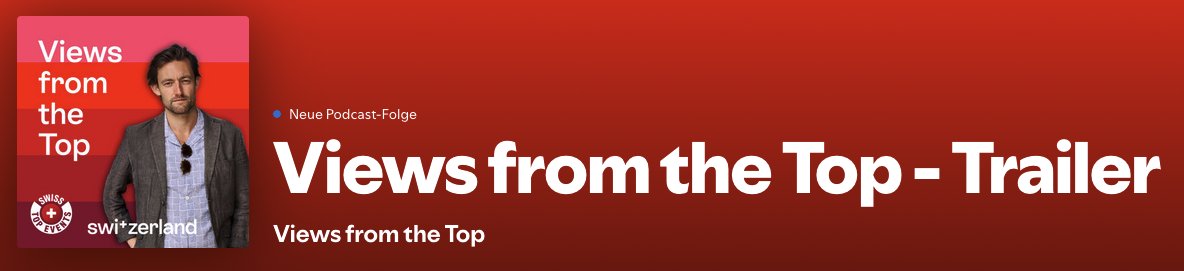 Martin_Nydegger's tweet photo. It's time for #Podcast: listen to our #SwissTopEvents - "Views from the Top"! A new series hosted by internationally renowned Podcaster #JackBoswell #IneedSwitzerland 🇨🇭🎤 On @Spotify / @Apple Music / @YouTube Music! https://t.co/QQmNYjHrO2