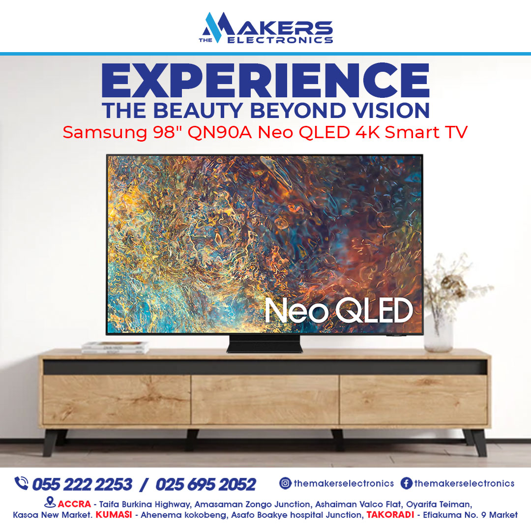 The Makers Electronics Company Limited (@themakersgh) on Twitter photo Looking for the ultimate TV to elevate your living room? 🛋️ The Samsung 98" QN90A Neo QLED 4K Smart TV is a game-changer. Discover its incredible features and stunning picture quality at The Makers Electronics. #Samsung #NeoQLED #4KTV #SmartTV #HomeDecor #Tech #Accra #Ghana Looking for the ultimate TV to elevate your living room? 🛋️ The Samsung 98" QN90A Neo QLED 4K Smart TV is a game-changer. Discover its incredible features and stunning picture quality at The Makers Electronics. #Samsung #NeoQLED #4KTV #SmartTV #HomeDecor #Tech #Accra #Ghana
