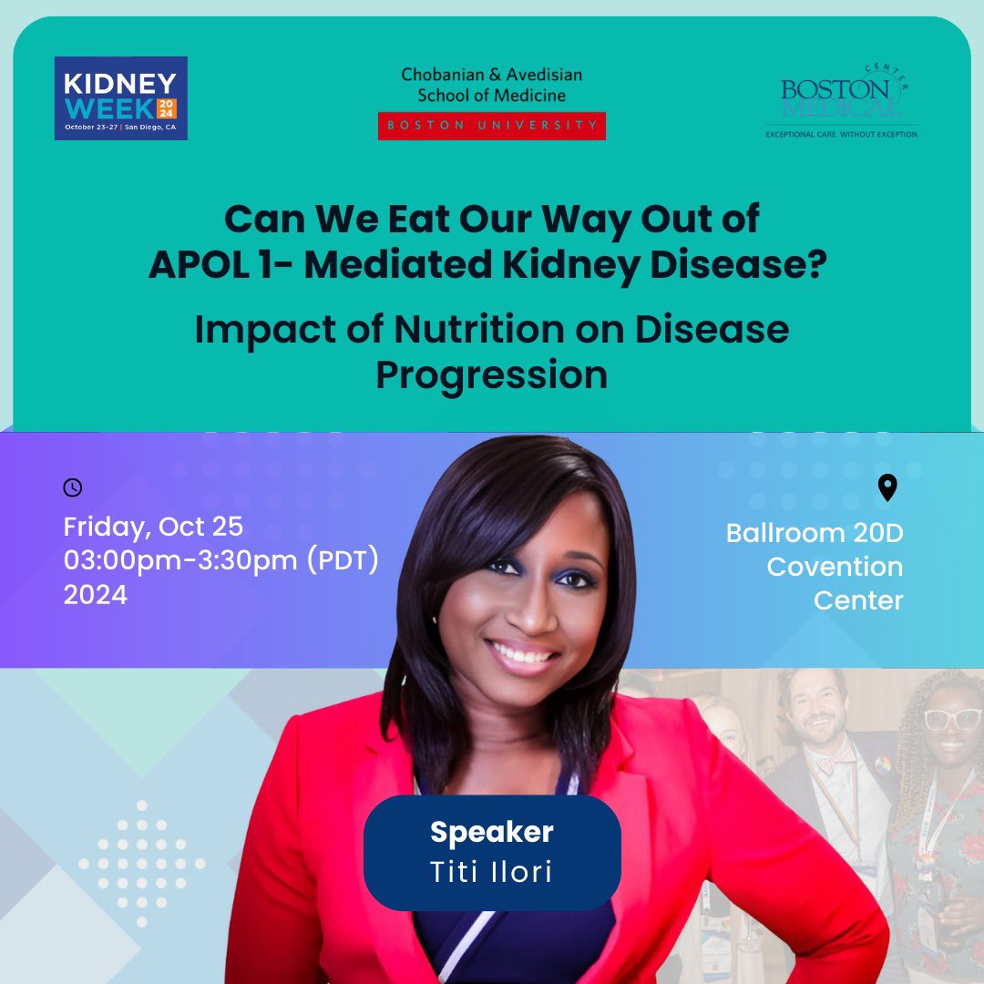Excited to discuss eating your way out of kidney disease today at American Society of Nephrology#kidneywk. Join us to delve into APOL1 Kidney Diseases. #health #nephrology #kidneydisease#kidneywk.