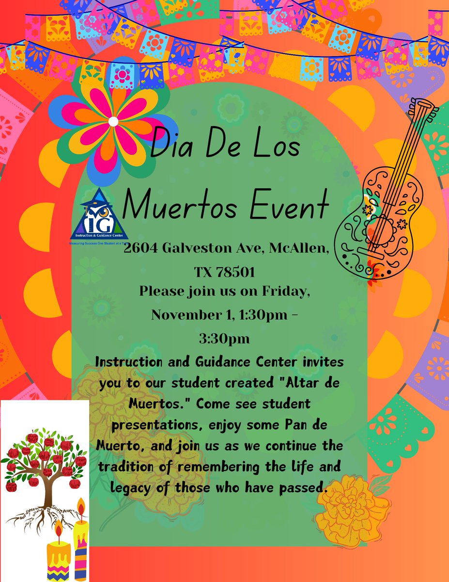 Here's another flyer. Join <a href="/IandGCenter/">I&G Center</a> on Friday November 1st in remembering the life and legacy of those who have passed. <a href="/McAllenISD/">McAllen ISD</a> <a href="/gutiexfer/">Fernando X Gutierrez</a> <a href="/pabzyr13/">Pablo Reyes M.Ed.</a> <a href="/jamesvarlack/">James Varlack 👨🏾‍💻</a> <a href="/IandGCenterArt/">I&G Center MS Art</a> <a href="/KarenTeverovsky/">Karen Ilanit Teverovsky</a> <a href="/CityofMcAllen/">City of McAllen, TX</a> <a href="/krgv/">KRGV CHANNEL 5 NEWS</a>