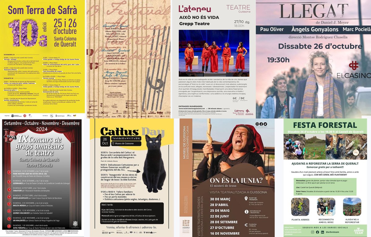 SomSegarra's tweet image. Sense plans per al cap de setmana? #safrà #concert #teatre #cattusday #iunia #forestal #expos #visites, viu la #tardorsegarra!
@lasegarra @turismescq  @AmicsConcabella @TurismeGuissona @MuseudeGuissona  @museudecervera @CConcabella @Espitllera
ℹ️ visit.somsegarra.cat