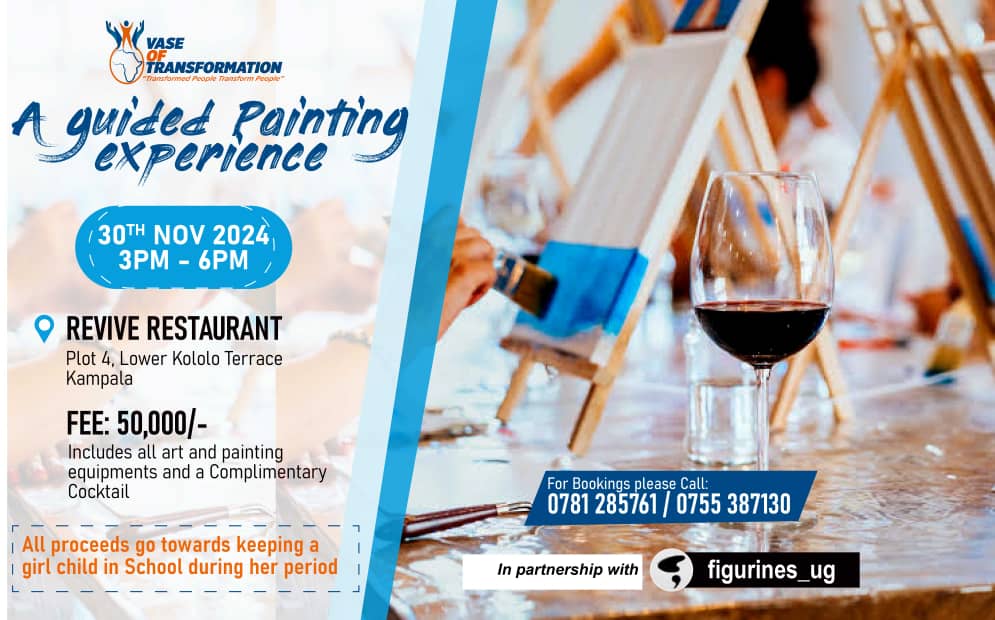VaseWetransform's tweet photo. Join us for an inspiring and creative evening on November 30th, 2024, from 3 PM to 6 PM at Revive By Ark Restaurant, Lower Kololo Terrace. 

Whether you’re picking up a brush for the first time or not. 

To reserve your slot 👇: https://t.co/jXOubYiLlB https://t.co/BEWLPuo0Dz