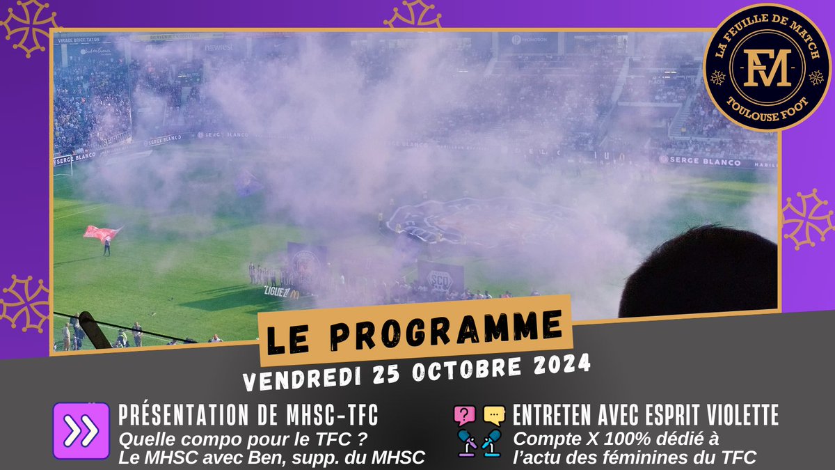 📻Le programme de la #FDMToulouse Foot de ce vendredi sur <a href="/radiooccitania/">Radio Occitania</a> à 20H &amp; en vidéo

▶️Les actus du TFC
▶️Présentation de #MHSCTFC avec <a href="/Bennyttow/">Benito</a>, supporter du #MHSC
▶️L'itw supporter de <a href="/EspritViolette/">𝐄𝐒𝐏𝐑𝐈𝐓 𝐕𝐈𝐎𝐋𝐄𝐓𝐓𝐄</a>

📞Réagissez en commentaires ou au 05 61 80 40 40

💜Nous suivre en