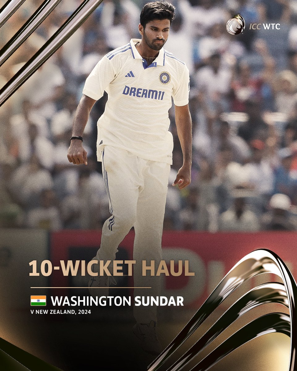 ICC's tweet photo. Washington Sundar continues to be among wickets in Pune👌

#WTC25 #INDvNZ https://t.co/zcRM6xiizf