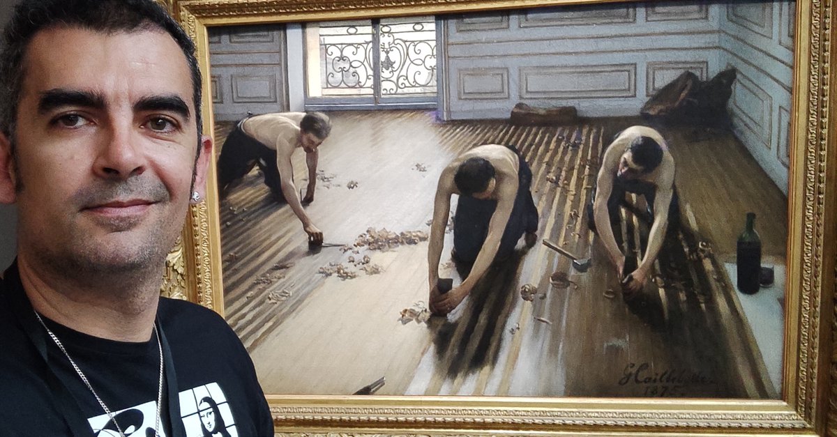Maravilla de "Lijadores de parquet", ambas versiones, una que apenas conocíamos y otra que todo el mundo conoce:
#Caillebotte
