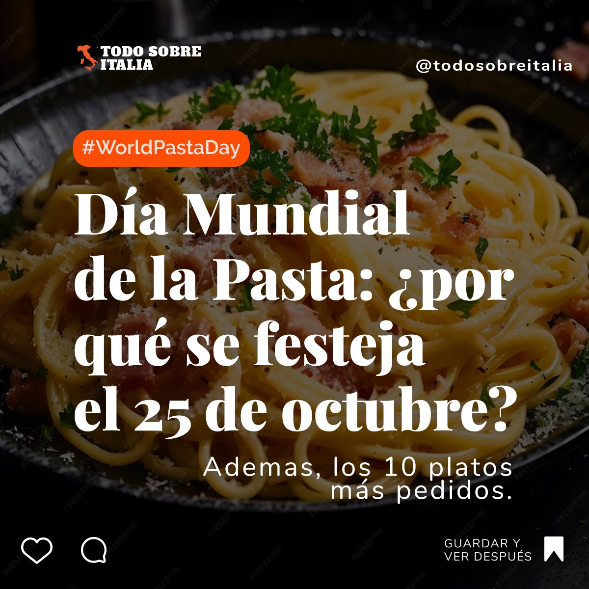 Día Internacional de la Pasta: ¿por qué se festeja el 25 de octubre? #WorldPastaDay 🍝😍 todosobreitalia.com/dia-internacio…