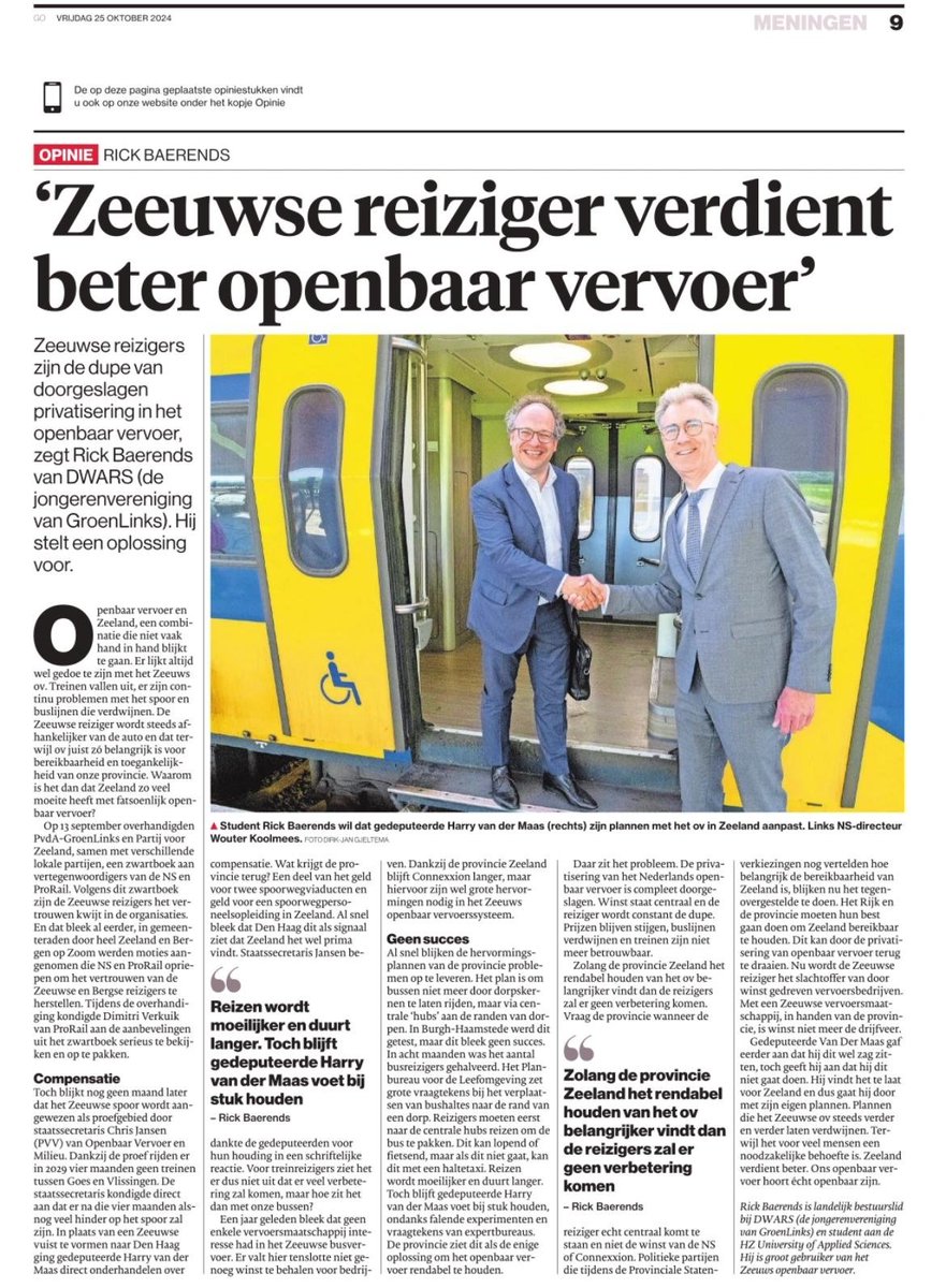 Welke gevolgen heeft het besluit om vier maanden geen treinverkeer te laten rijden? Lees het opiniestuk in de PZC van Rick Baerends