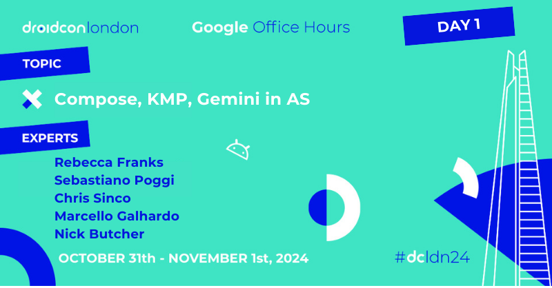Get Personal #Android Guidance from <a href="/Google/">Google</a> Experts at #dcldn24 🗣️ 

<a href="/riggaroo/">Rebecca Franks</a>, <a href="/seebrock3r/">🤌 seb@androiddev.social 🐘</a>, <a href="/csinco/">Chris Sinco</a>,  <a href="/marcellogalhard/">Marcello Galhardo</a>, &amp; <a href="/crafty/">Nick Butcher</a> will answer all your burning #Compose, #KMP, #Gemini questions during 1:1's – Secure those tickets if you haven't already: london.droidcon.com/tickets/