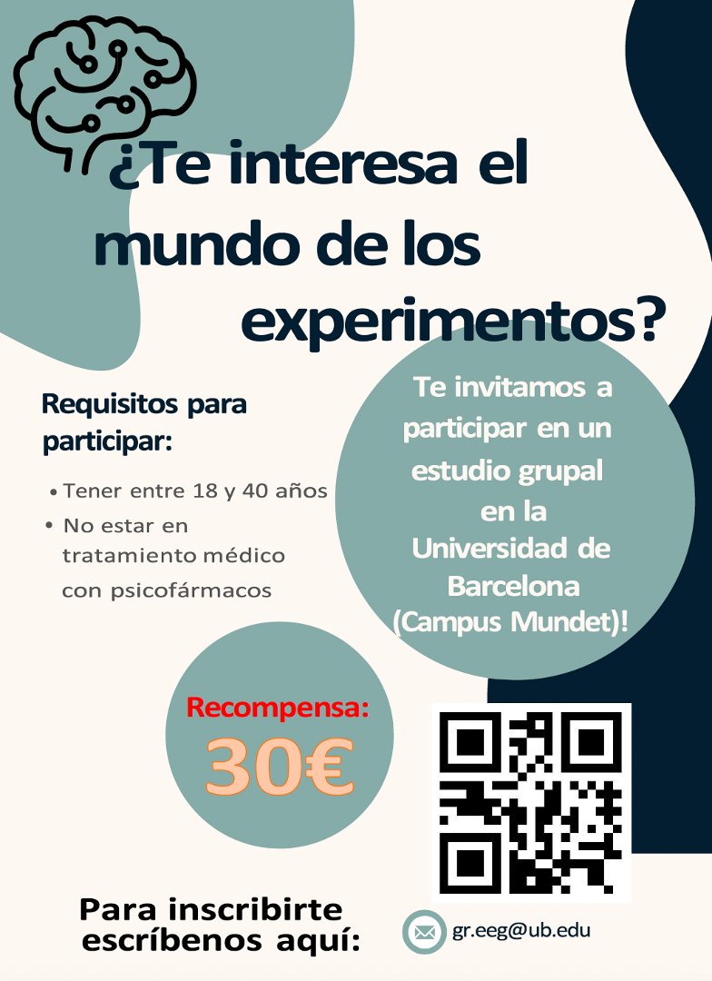 🔍 ¿Te gustaría contribuir a la investigación y ganar hasta 30€? 🔍 ¡Estamos buscando participantes para experimentos científicos! Aprovecha esta oportunidad para aprender, colaborar y recibir una compensación económica. 📈💶 #Investigación #Participa