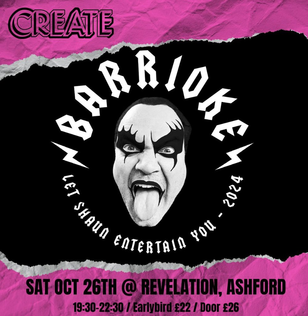 👅 TOMORROW NIGHT <a href="/RevelationAsh/">Revelation</a> Let <a href="/Barrioke1/">Barrioke</a> Entertain You.

One you seriously don't want to miss 🎤 💃🕺🏻

Who's coming?

#choosecreate 

createmusicvillage.co.uk/events/barriok…