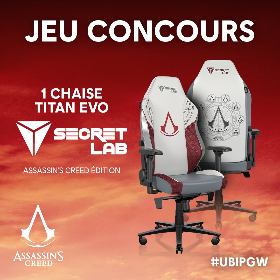 AssassinsFR's tweet image. 🎁 JEU CONCOURS #UBIPGW 🔥

Vous avez aimé les sièges @secrelabchairs sur notre scène à la Paris Games Week ? Ça tombe bien 😎

Pour gagner cette TITAN Evo Assassin's Creed :
❤️+ 🔄 Liker + RT ce post
✔️ S'abonner aux comptes @AssassinsFR et @secretlabchairs 

TAS le 31/10.