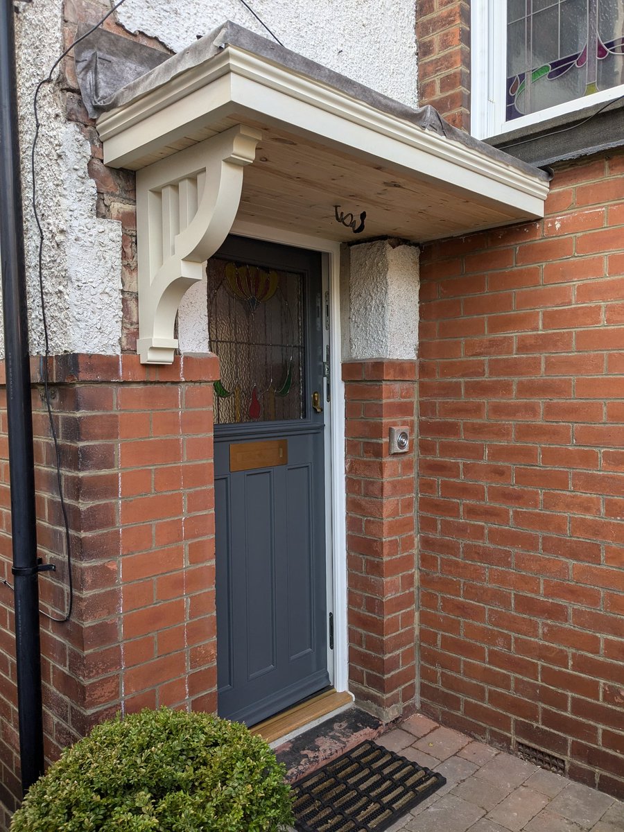 A nice little porch canopy I did yesterday. Lead covering and render repairs next week. Also a lovely door and frame made and fitted by <a href="/OchiltreeWindow/">Ochiltree joinery</a> last week. They compliment each other very well. <a href="/Guild_MasterC/">The Guild of Master Craftsmen</a> <a href="/IoCarpenters/">IOCarpenters</a>