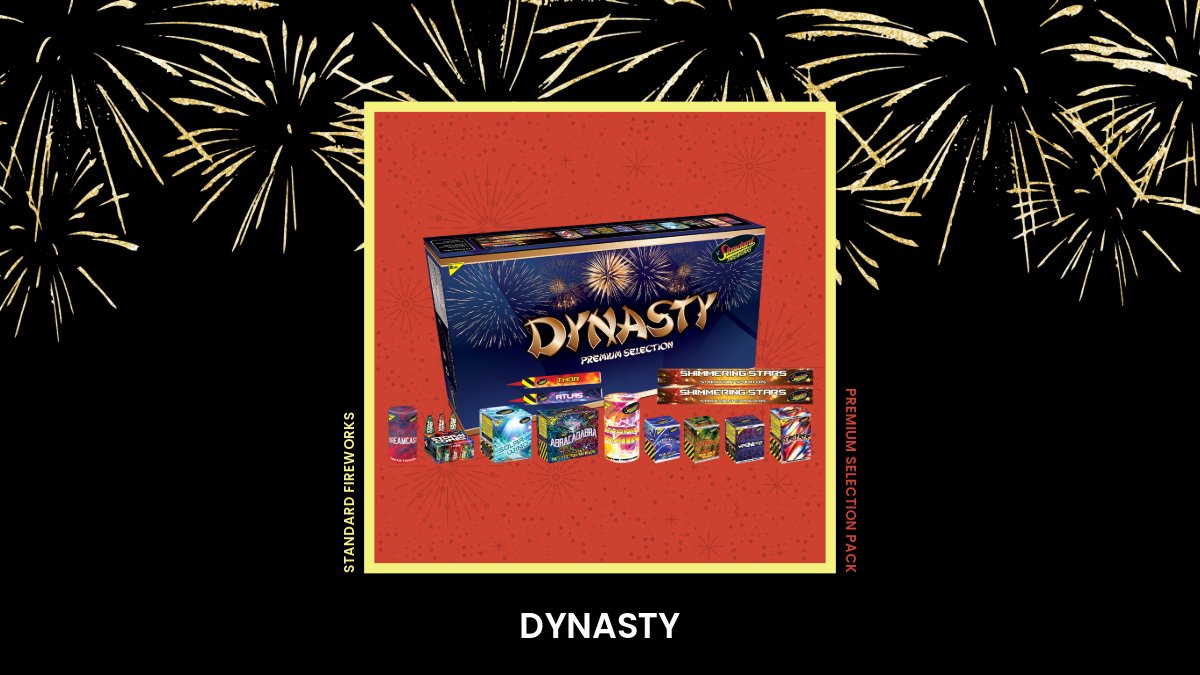 Light up the sky on Bonfire Night or Diwali with this amazing premium selection. This box contains aerial displays, multi-effect fountains, shot tubes and two packs of giant sparklers!

#Fireworks #BonfireNight #Dynasty
