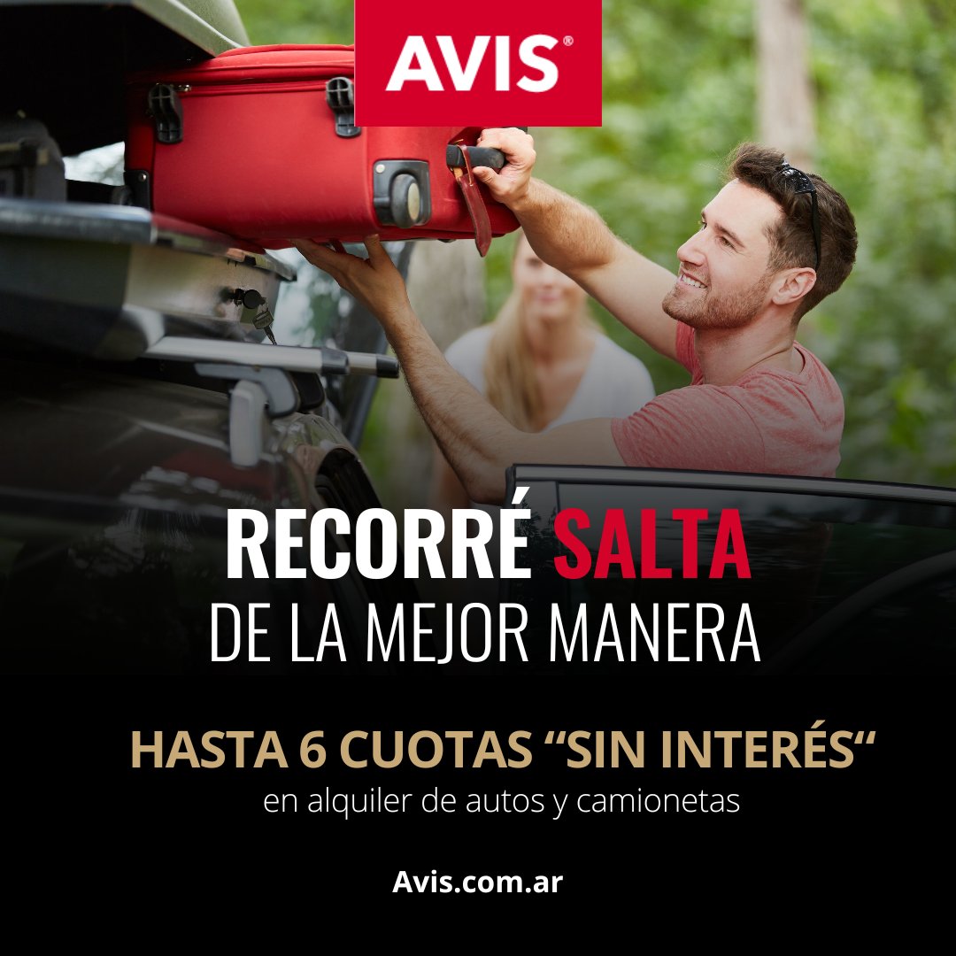 ¿Pensando en unas mini #vacaciones? 🚗 No hay mejor manera de conocer y recorrer #Salta que en #auto. ¡Aprovechá la mejor #tarifa #online y aboná el alquiler en 6 #cuotas #sininterés. ¡Viví una #experiencia única en el #norte #argentino! Avis.com.ar
