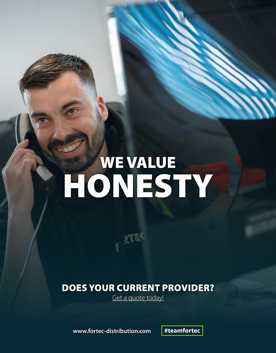At Fortec, integrity and trust are at the heart of our operations. You can count on us to be honest and open when we handle your freight.

Get a quote today: eu1.hubs.ly/H0dh0Q40 #teamfortec #logistics