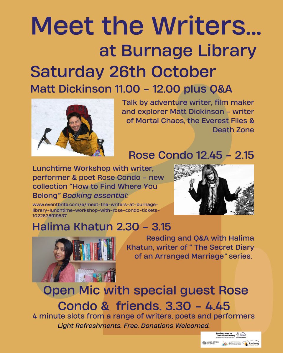 Burnage Library (@burnagelibrary) on Twitter photo Great line-up at our Meet the Writers Event tomorrow at Burnage Library! <a href="/MancLibraries/">Manchester Libraries</a> <a href="/MCCBurnage/">MCC Burnage</a> Great line-up at our Meet the Writers Event tomorrow at Burnage Library! <a href="/MancLibraries/">Manchester Libraries</a> <a href="/MCCBurnage/">MCC Burnage</a>