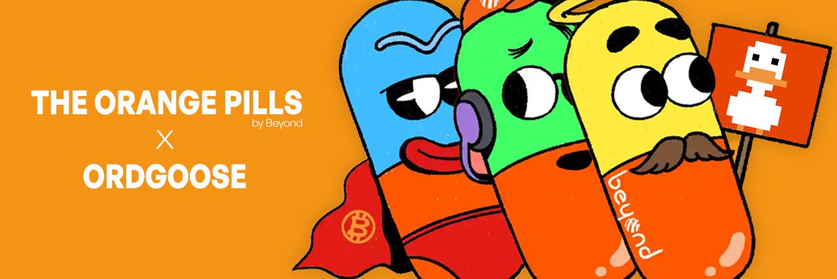 OrdGoose's tweet photo. !HONK !HONK 🪿   🪿   🪿

We’re giving away 5 WL spots for @beyond__tech 's upcoming free mint—The Orange Pills! 💊

How to enter and win: 

🔸Follow @Beyond__tech & @Classicmantweet 
🔸Like, Retweet & Tag 3 Frens
🔸Drop your Taproot Wallet asap!

Ends in 24hrs ⏳