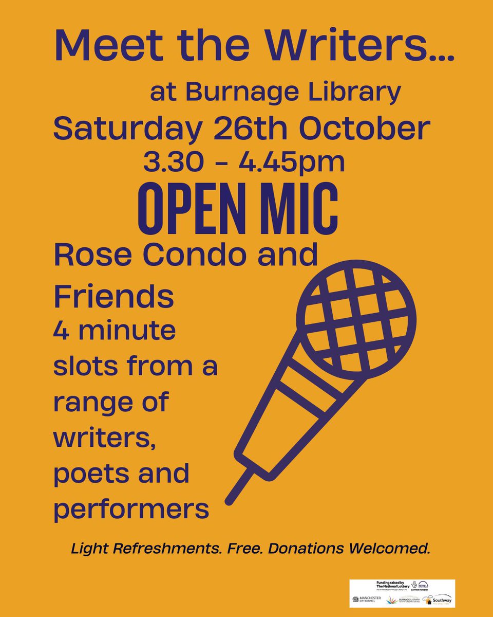 Burnage Library (@burnagelibrary) on Twitter photo Winding up our Meet the Writers Day with an Open Mic Session from 3.30 - 4.45 pm with Rose Condo and Friends. FREE. <a href="/MancLibraries/">Manchester Libraries</a> <a href="/MCCBurnage/">MCC Burnage</a> Winding up our Meet the Writers Day with an Open Mic Session from 3.30 - 4.45 pm with Rose Condo and Friends. FREE. <a href="/MancLibraries/">Manchester Libraries</a> <a href="/MCCBurnage/">MCC Burnage</a>