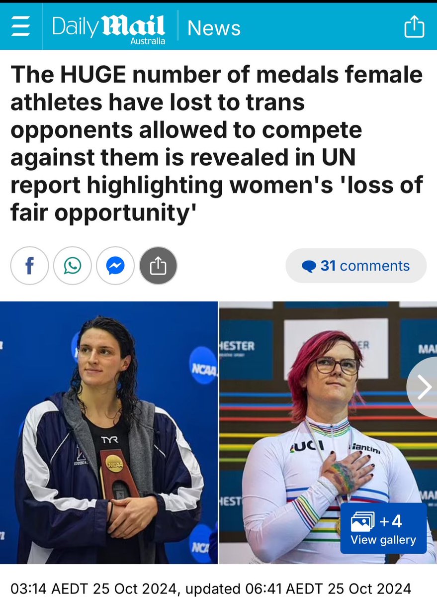 sharrond62's tweet image. This 👇🏼 is a one way street. ONLY women &amp;amp; girls are losing out on their opportunities, having them stolen my males with an unfair physical advantage. It’s idiotic not to be able to see this is exactly what was always going to happen. Those who enabled this are a disgrace in sport
