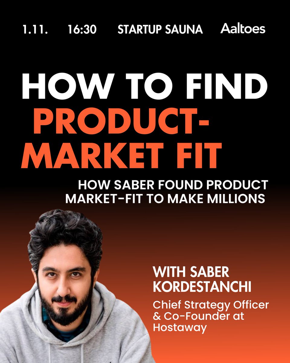 So you have a great idea 💡 but without product-market fit it is destined to fail! 😨

Join us on 1.11. to learn how go from 0 to 1 and find product-market fit. We'll be joined by Saber Kordestanchi, Chief Strategy Officer &amp; Co-Founder at Hostaway 🚀

Hostaway revenue remained